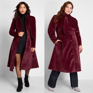 NWT ModCloth x Collectif Living in Luxury Burgundy Velvet Coat sz XL sz 16
